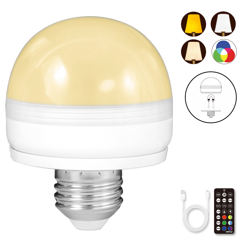 BLUEYE Rechargeable Battery Operated Light Bulbs,Detachable Charging,16 Colors,Remote Control